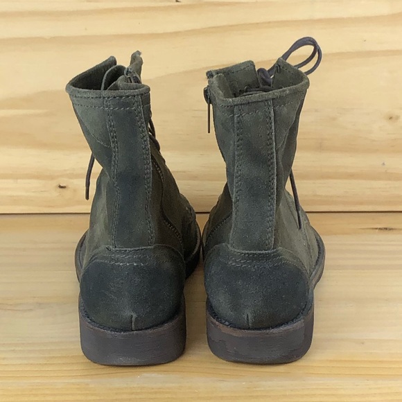 BED STU Men’s 9 Soft Suede Dark Army Green Burnished Leather Distressed Boots - Picture 5 of 9